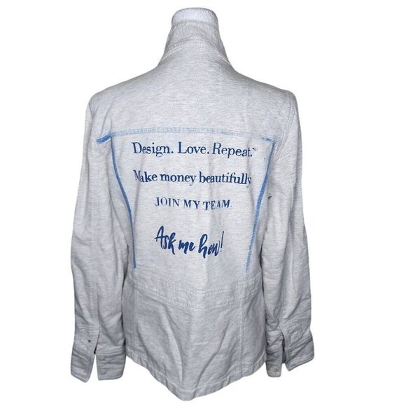 Lucky Brand Long Sleeve Button Up Sweatshirt Jacket Womens Size L Gray - Picture 1 of 9